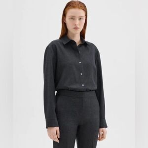 THEORY
SLEEK FLANNEL MENSWEAR SHIRT - NEW CHARCOAL